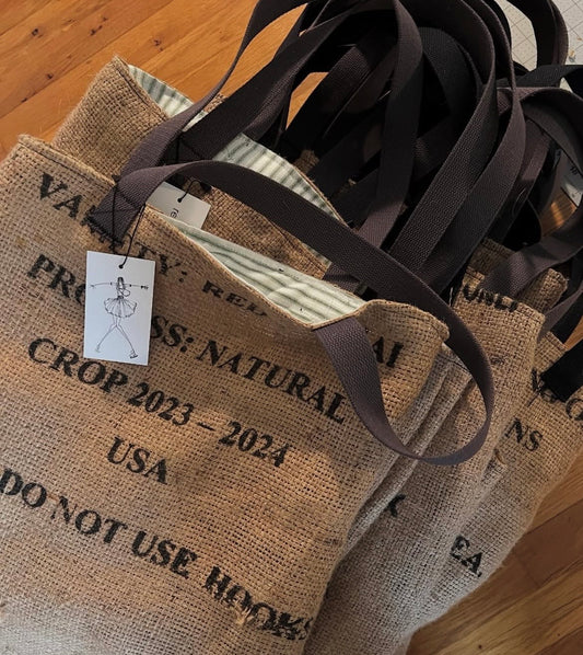 Burlap Hand-Sewn Tote Bag